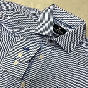 Psycho Bunny Button Up Dress Shirt Men's Size 15.5 34/35 Slim Fit Dots Non-Iron